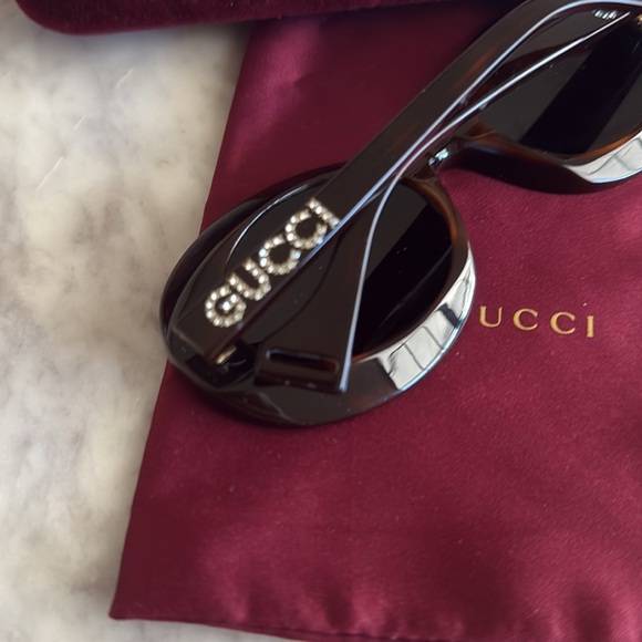 Gucci Tortoise Shell Swarovski Diamond Studded Sunglasses - Picture 3 of 9